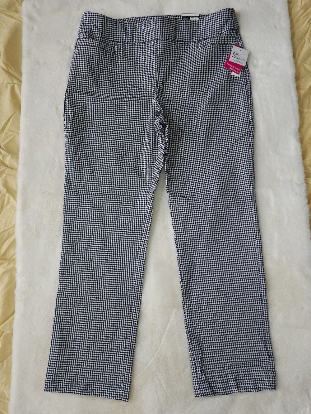 Kim Rogers Black & White Houndstooth Pull-On Straight Pants NWT - Picture 2 of 9